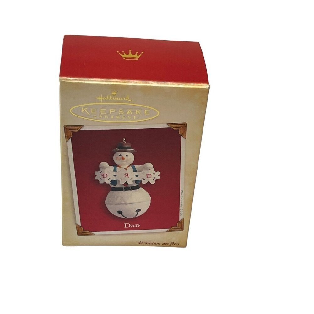 Hallmark Keepsake Snowman Ornament “Dad” 2005 Christmas Bell In Box